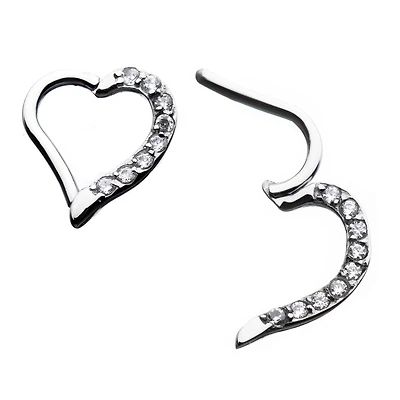 Heart Shaped Hinged Hoop With Gem Right Facing