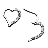Heart Shaped Hinged Hoop With Gem Right Facing