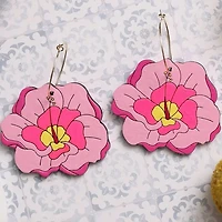 Hibiscus Flower Hoop Earrings.