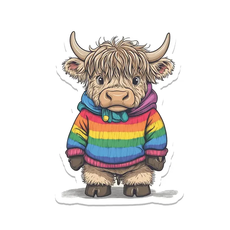 Highland Cow Pride Sweater Sticker