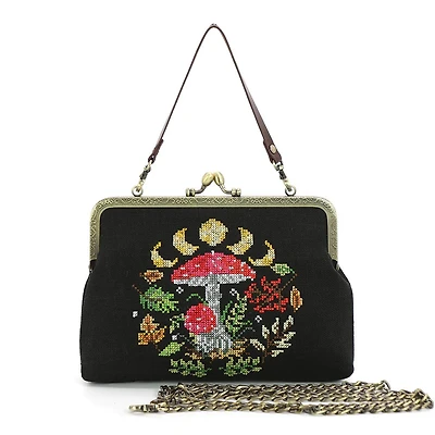 Moon Phase Mushroom Kisslock Bag
