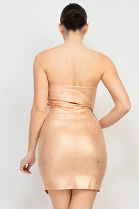 One Side Pleated Tube Mini Dress