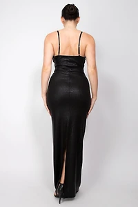 One Side Pleated Maxi Dress