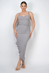 Pearl Ruffle Glitter Dress Knit