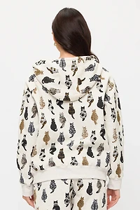 Whimsical Cat Tails Zip Up Hoodie