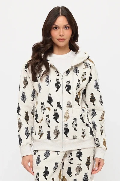 Whimsical Cat Tails Zip Up Hoodie