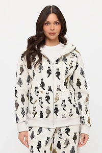 Whimsical Cat Tails Zip Up Hoodie
