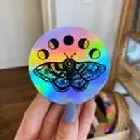 Holo Moon And Moth Sticker