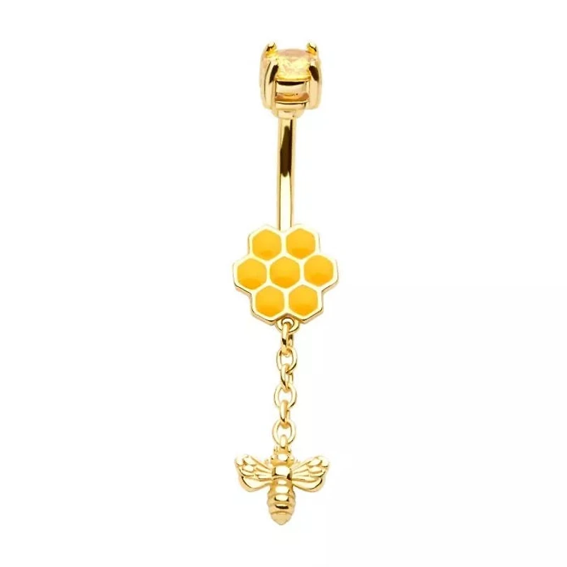 Honeycomb Bee Dangle Navel