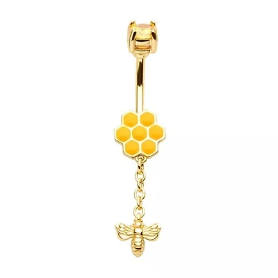 Honeycomb Bee Dangle Navel