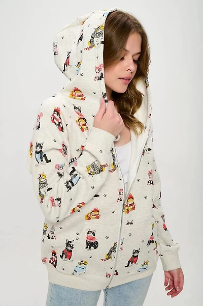 Winter Cats Zip Up Hoodie