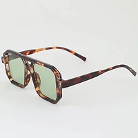TINTED BLOCK AVIATOR SUNGLASSES