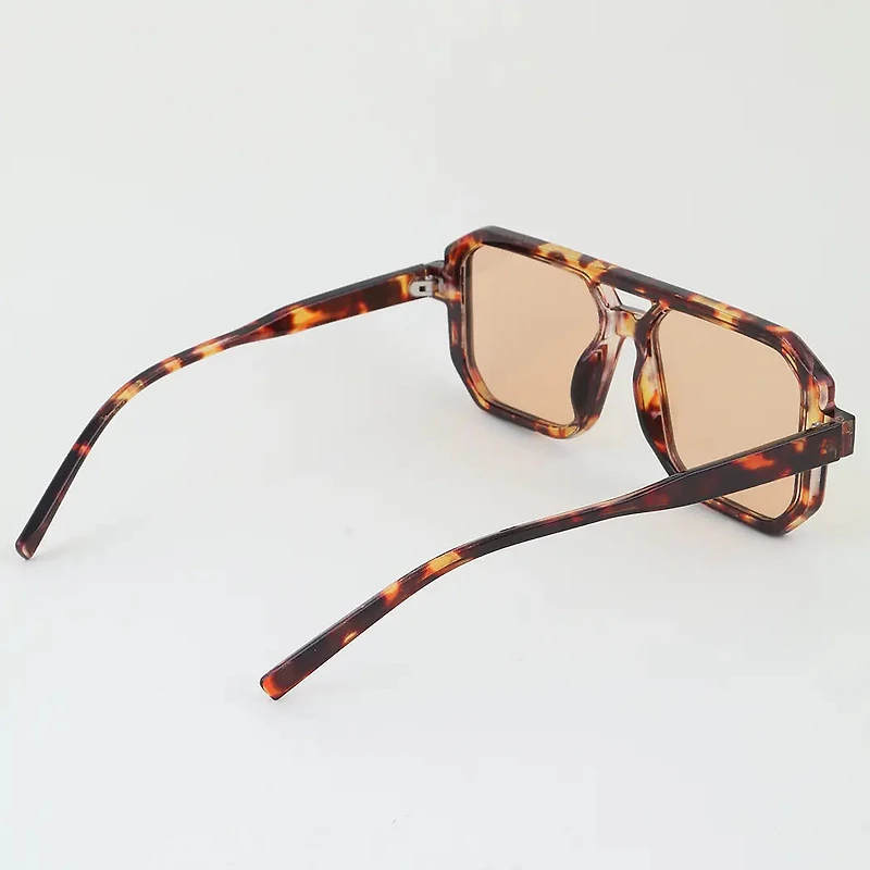 TINTED BLOCK AVIATOR SUNGLASSES
