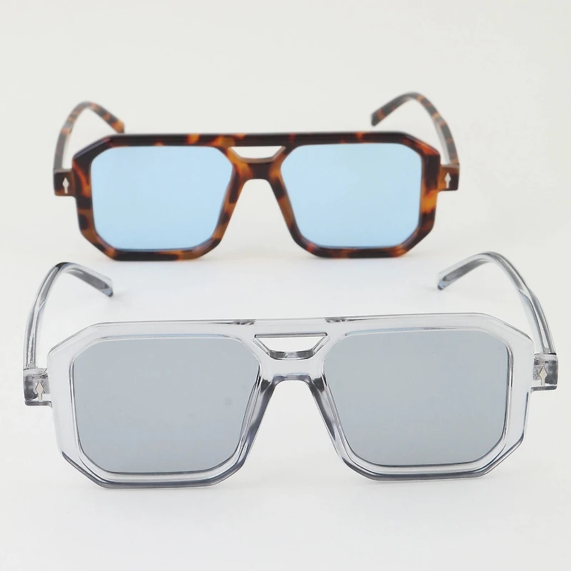 TINTED BLOCK AVIATOR SUNGLASSES