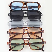 TINTED BLOCK AVIATOR SUNGLASSES