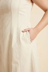 Contrast Stitch Detail Square Neck Tank Dress