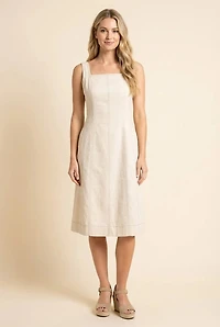 Contrast Stitch Detail Square Neck Tank Dress