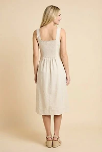Contrast Stitch Detail Square Neck Tank Dress