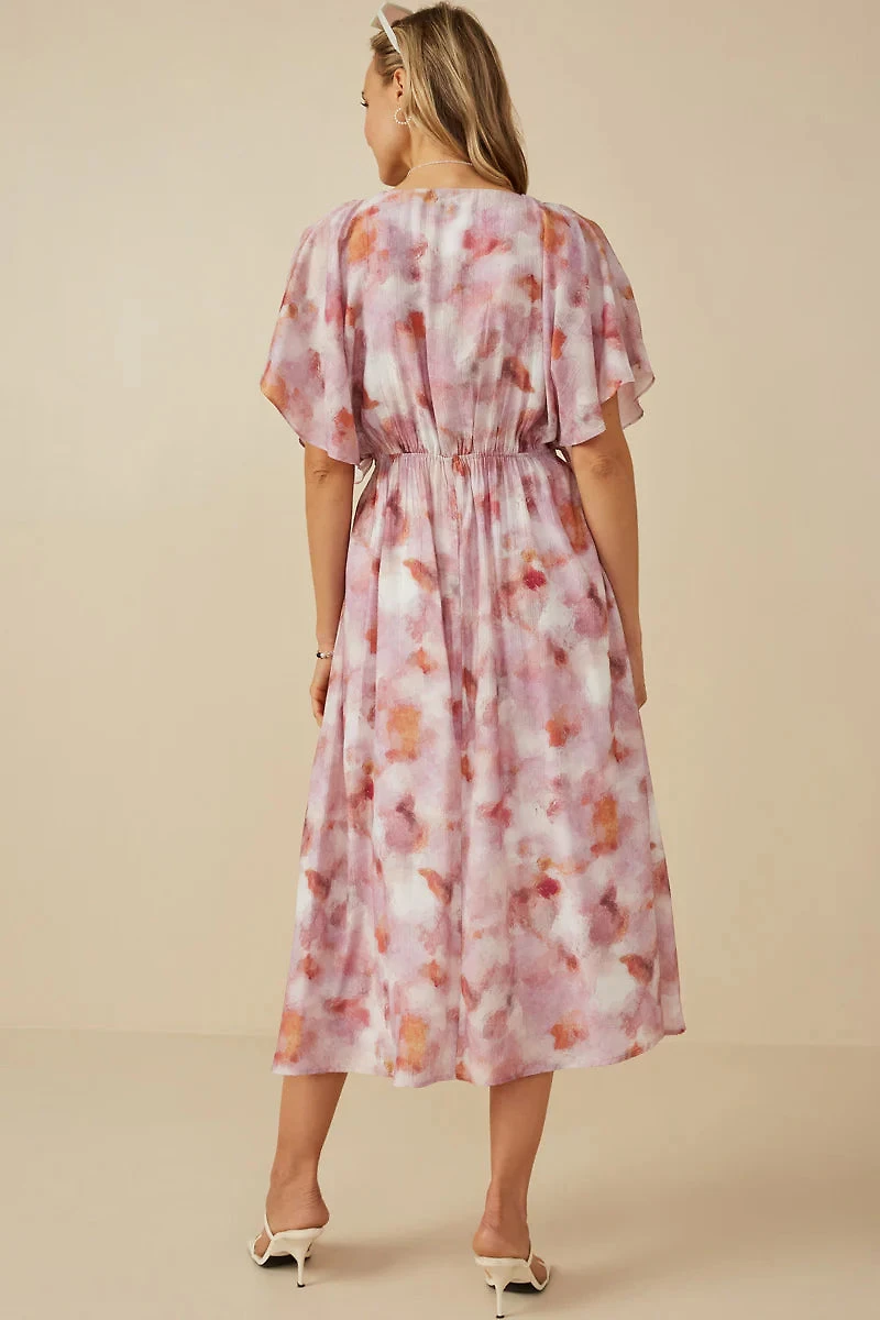 Hazy Floral Elastic Detail Dress