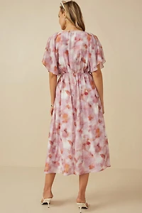 Hazy Floral Elastic Detail Dress
