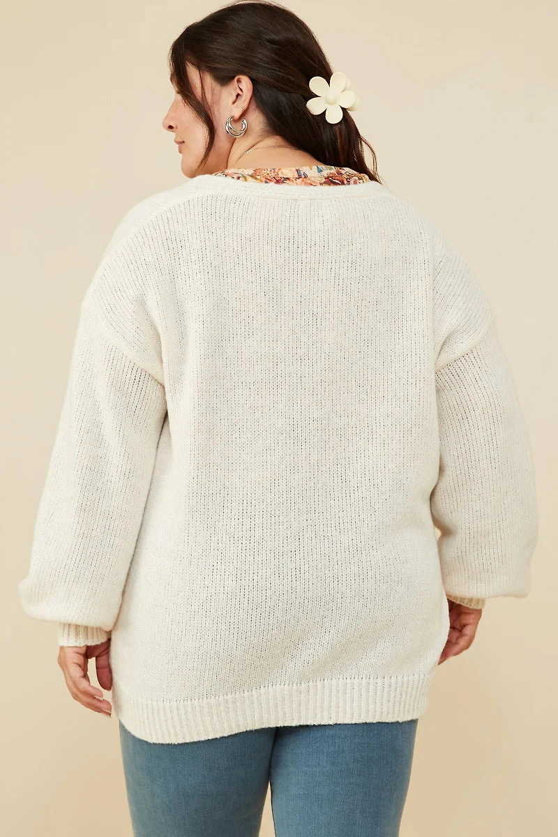Lace Frilled Button Cardigan Plus Sweater