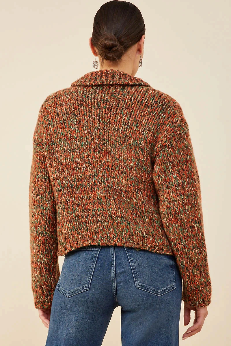 Multi Color Button Up Cardigan Sweater