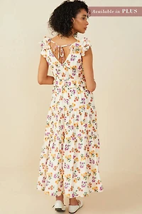 Floral Ruffle Detailed V Neck Tank Dress