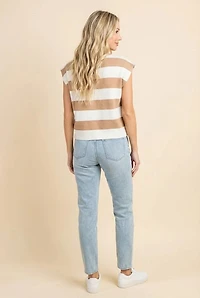 Womens Striped Soft Sweater Knit Boxy Tank