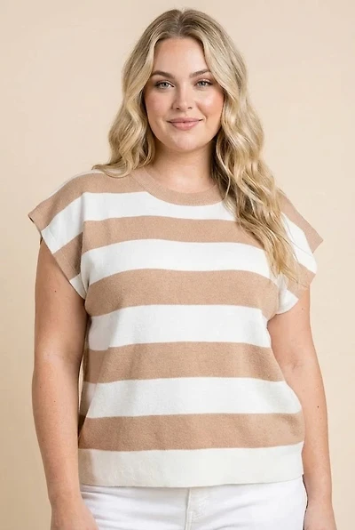 Striped Soft Sweater Knit Boxy Tank