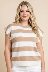 Striped Soft Sweater Knit Boxy Tank
