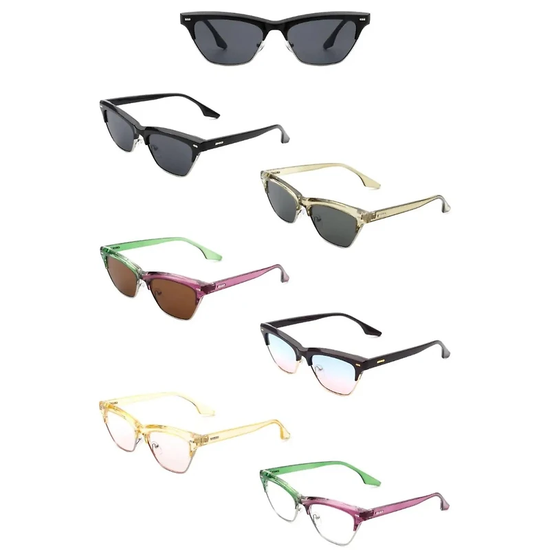 Slim Cat Eye Retro Rectangle Sleek Narrow Sunglasses