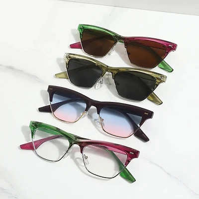 Slim Cat Eye Retro Rectangle Sleek Narrow Sunglasses