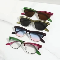 Slim Cat Eye Retro Rectangle Sleek Narrow Sunglasses