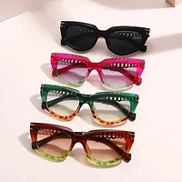 Cat Eye Bold Gold Chain Temples Fashion Sunglasses