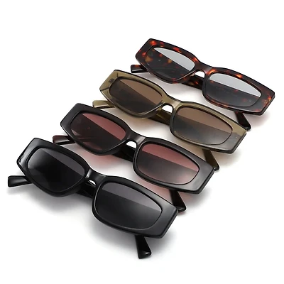 Slim Rectangle Thick Frame Narrow Fashion Sunglasses