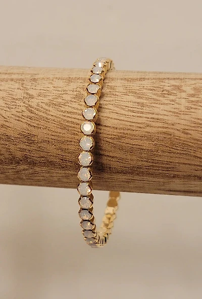 All Around Bezel Cz Gold Pink Opalite