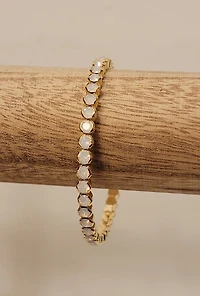 All Around Bezel Cz Gold Pink Opalite