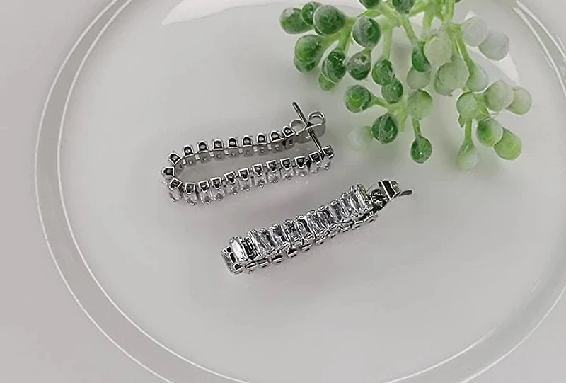 Baguette Wrap Around Silver Clear Cz