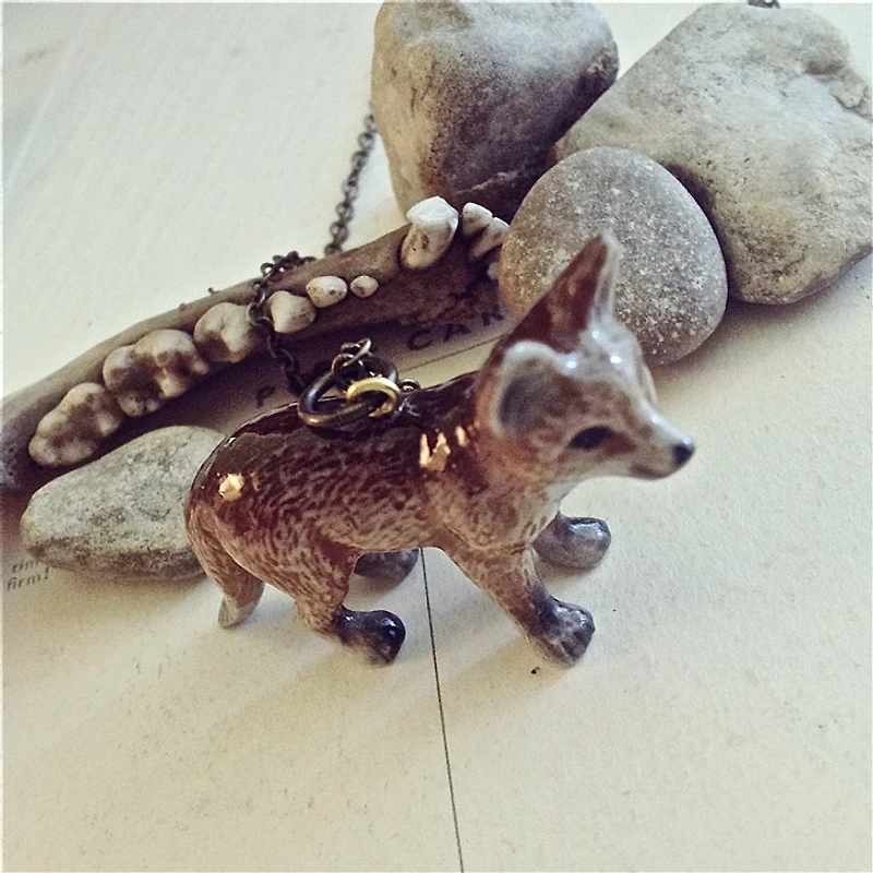 Ila Fox Cub Porcelain Pendant Necklace.
