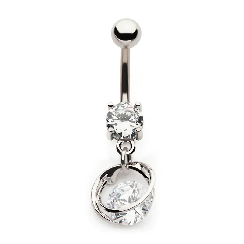 Round CZ With Intertwined Rings Dangle