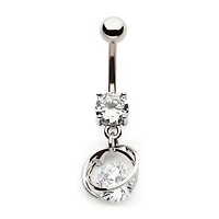 Round CZ With Intertwined Rings Dangle