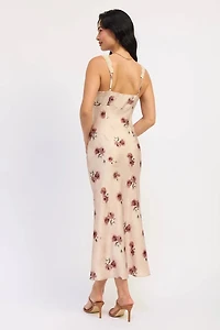 Satin floral Midi Dress