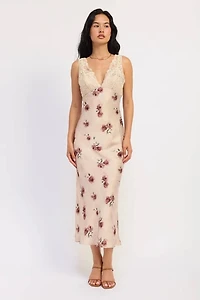 Satin floral Midi Dress