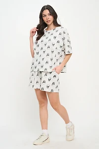 All Over Skull Print Relaxed Tshirt