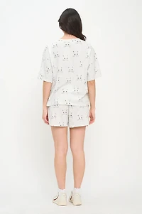 Cat Faces Print Relaxed Fit Tshirt