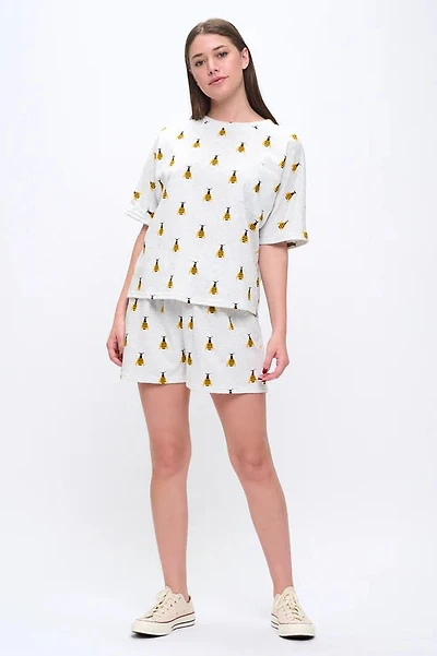 All Over Bee Print Relaxed Tshirt