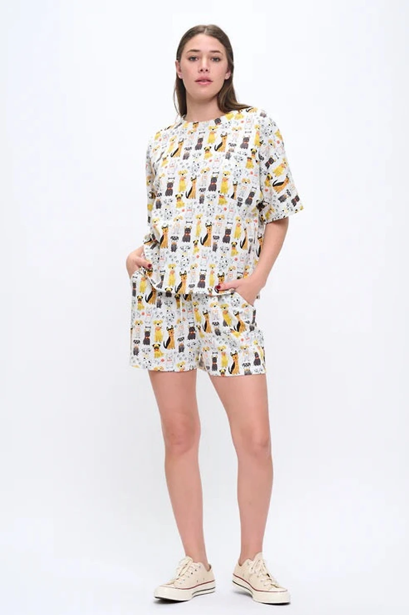Colorful Multi Dog Relaxed Fit Shirt
