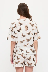 Squirrel Print Relaxed Fit Tshirt