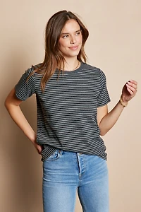 Stripe Short Sleeve Knit Top