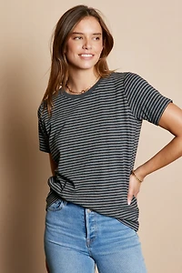 Stripe Short Sleeve Knit Top